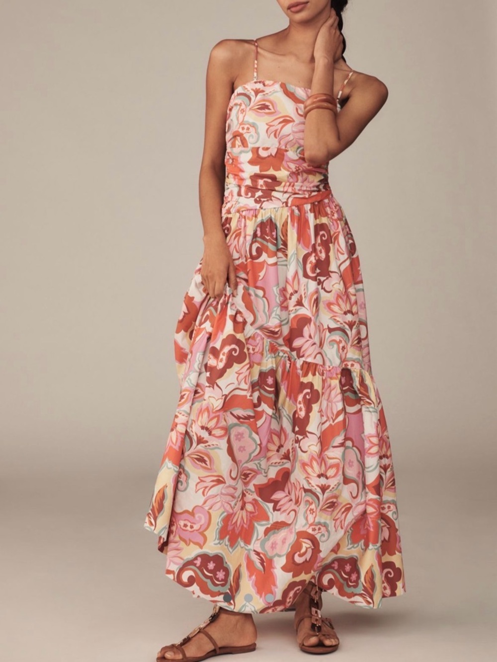 NWT Anthropologie LOVE THE LABEL Printed Cotton Maxi Dress Chiara Size L $375